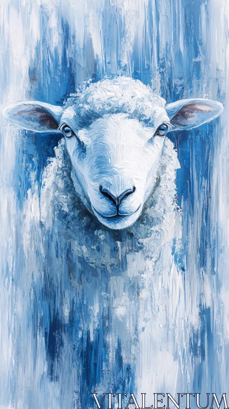 AI ART Blue Hued Sheep Art