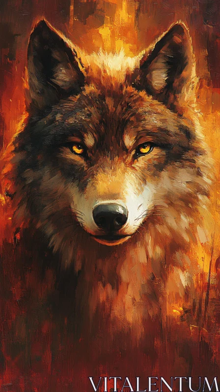 AI ART Wild Wolf Portrait with Intense Gaze