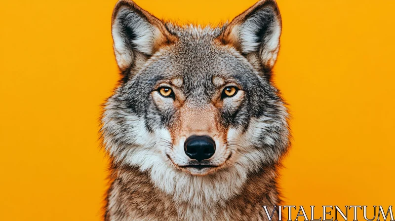 AI ART Majestic Wolf with Yellow Backdrop