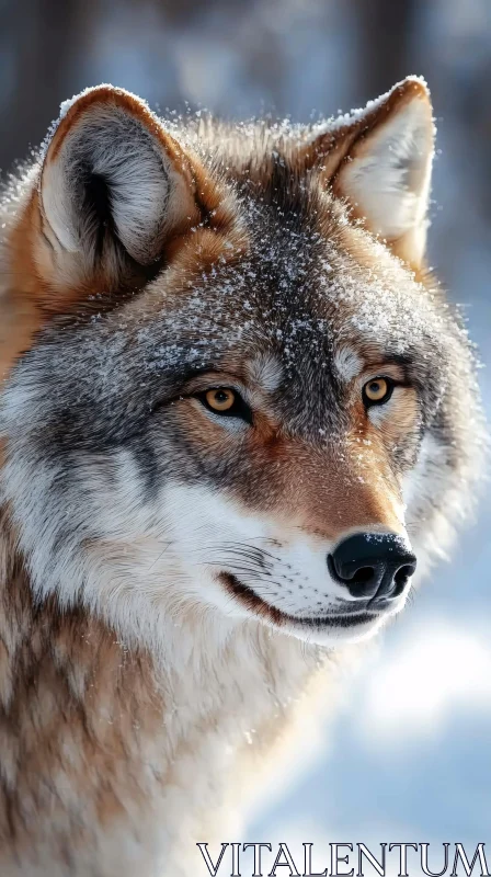 AI ART Wolf Portrait in Winter