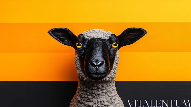 AI ART Stylized Sheep on Vibrant Striped Canvas