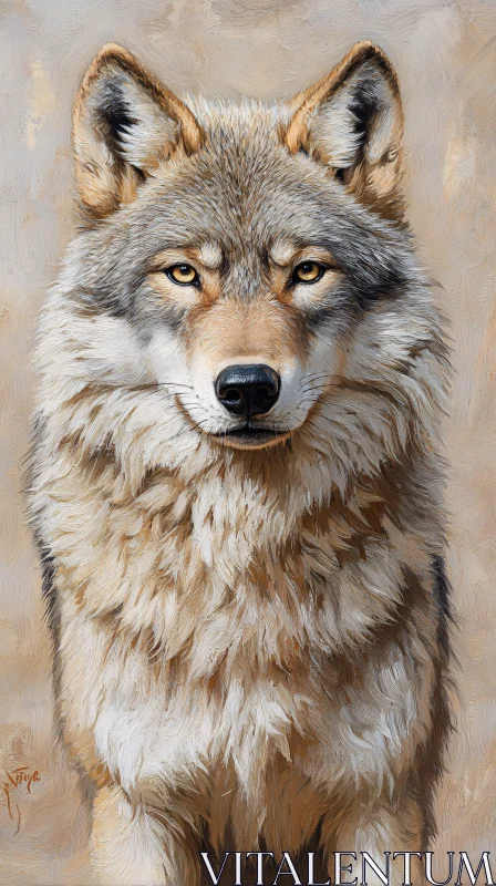 AI ART Wildlife Art: Wolf in Focus