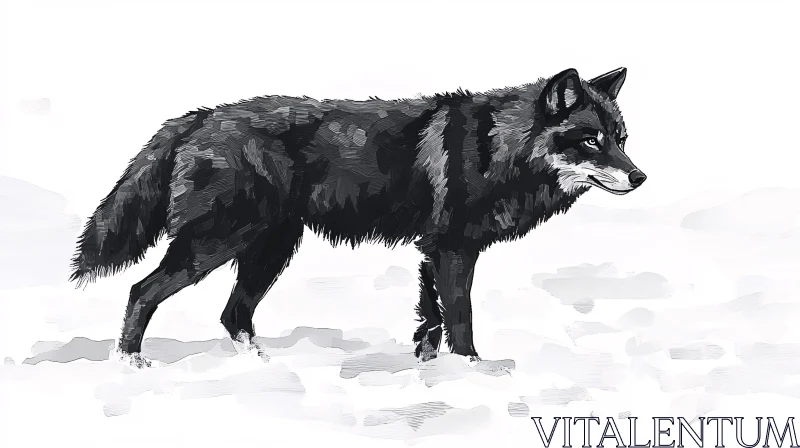 Onyx Wolf in Snow