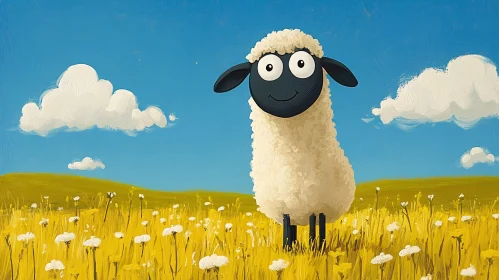 Playful Sheep in Blooming Pasture Art