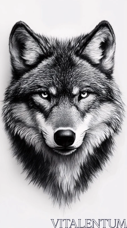 AI ART Black and White Wolf Art