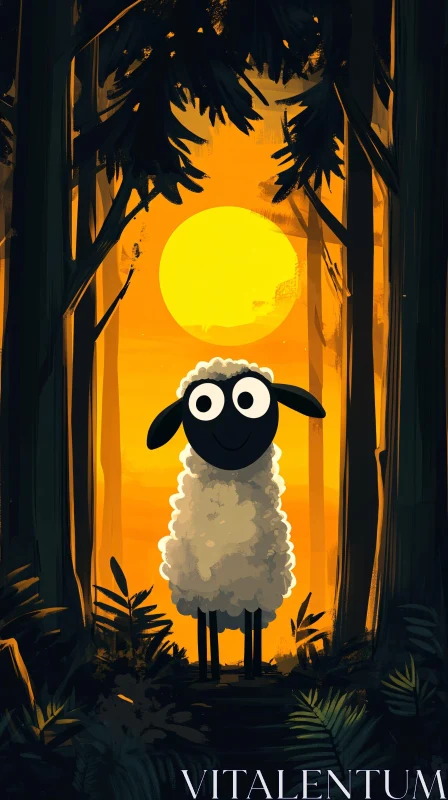 AI ART Whimsical Sheep Illustration