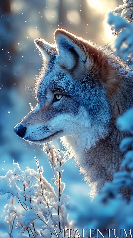 AI ART Wolf in Winter Wonderland