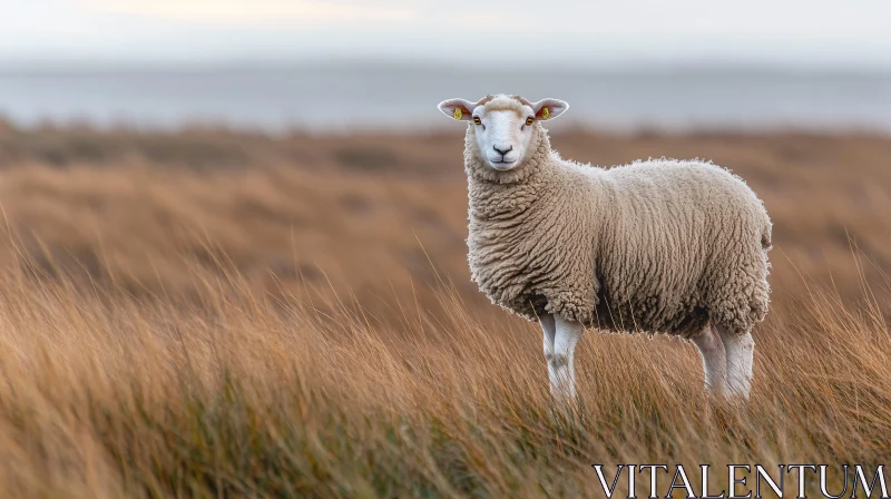 AI ART Fluffy Sheep in Tranquil Field