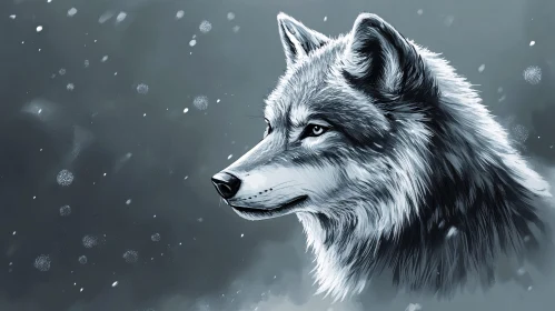 Snowy Wolf Art AI Image