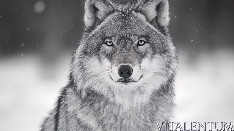 AI ART Wolf Amidst Snowflakes