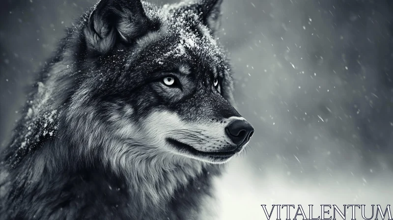 AI ART Snow-Dusted Wolf Portrait