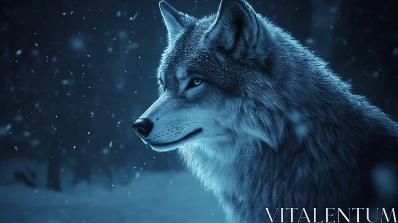 Icy Blue Wolf Portrait AI Image