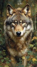 Wild Wolf Among Forest Foliage