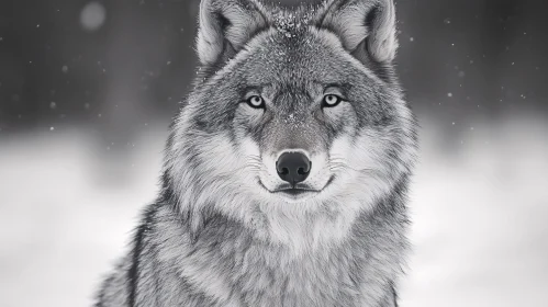 Wolf Amidst Snowflakes