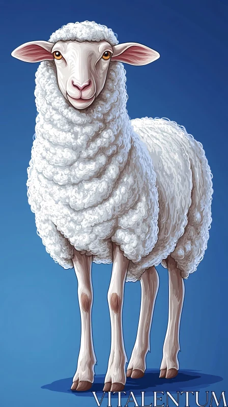 Cartoon Sheep with Fluffy Wool