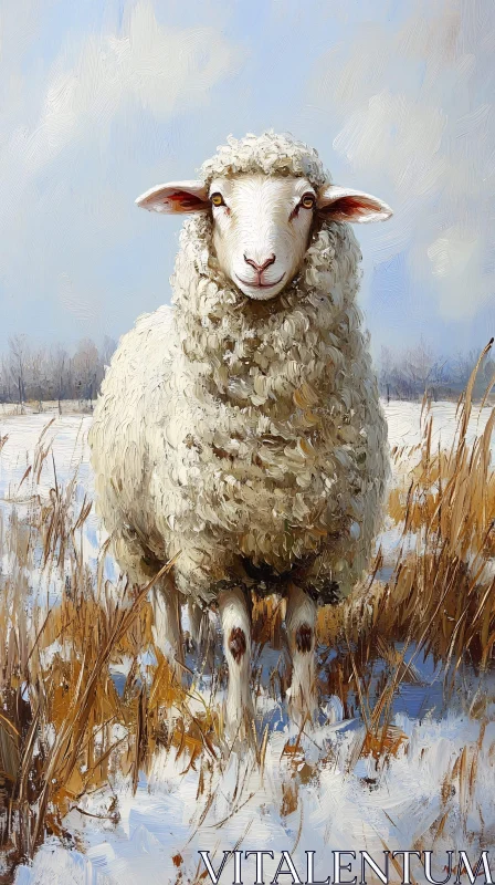 AI ART Sheep in Winter Landscape