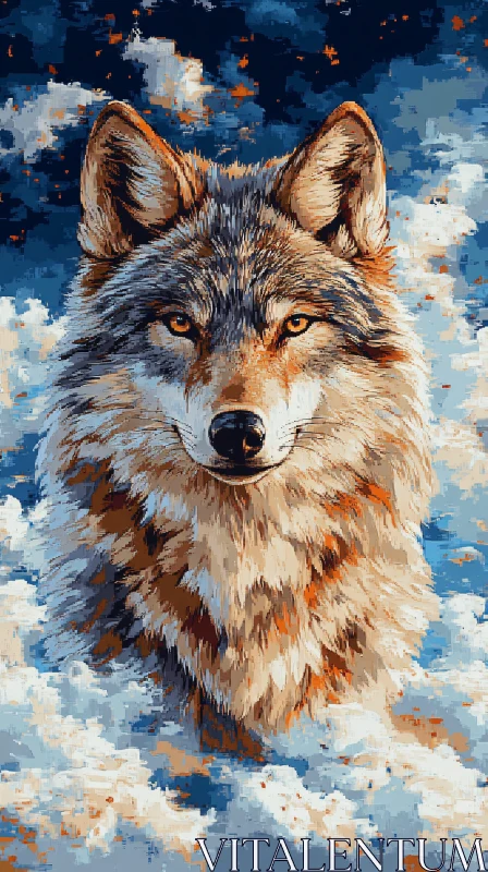 AI ART Wolf in the Sky Art