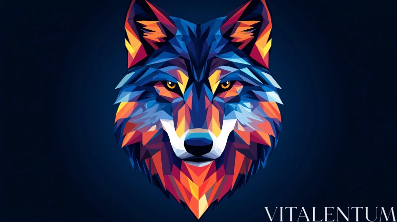 AI ART Colorful Polygonal Wolf Head