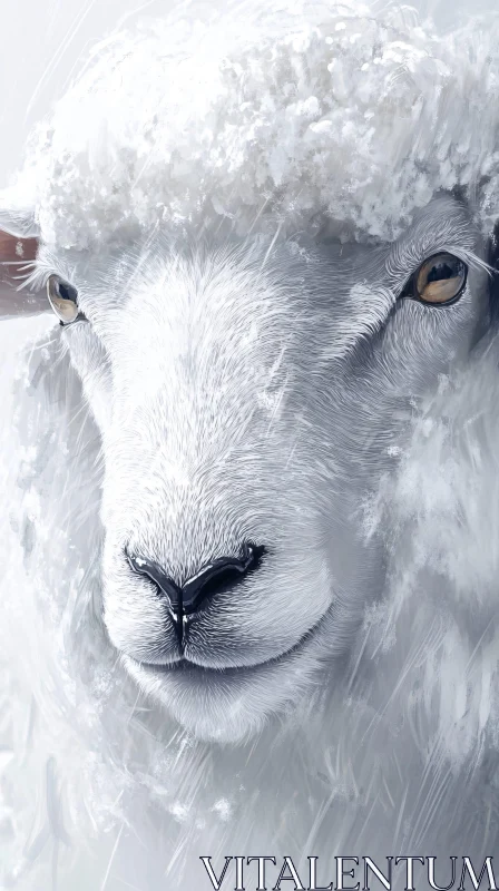 AI ART Sheep in Snow Artwork