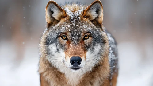 Regal Wolf in Winter Landscape