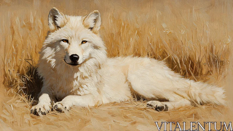 AI ART Wolf Reclining in Oil Painting