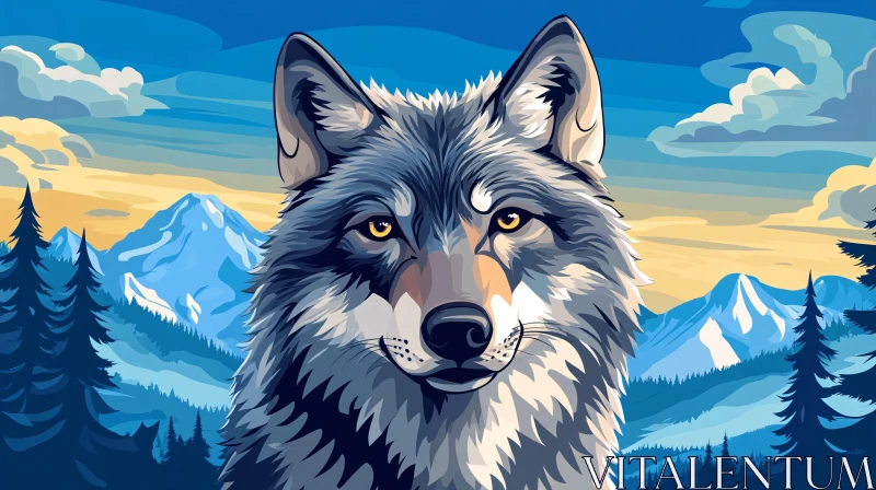 Wolf in Majestic Mountain Landscape