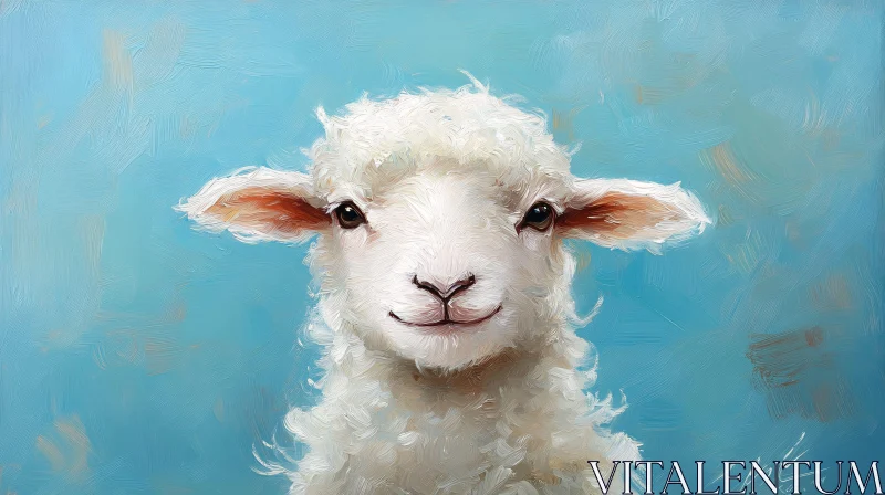 AI ART Sheep Artwork with Blue Background