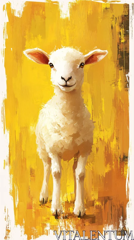 Artistic Sheep Painting in Yellow