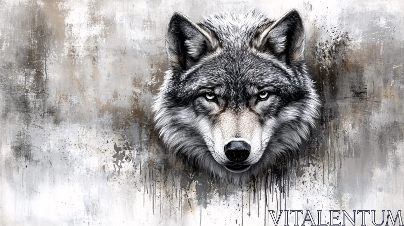 AI ART Monochrome Wolf Art