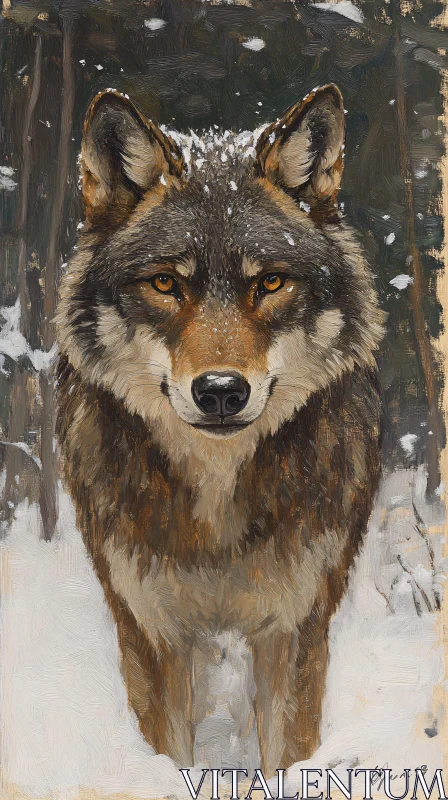 AI ART Winter Wolf in Snow