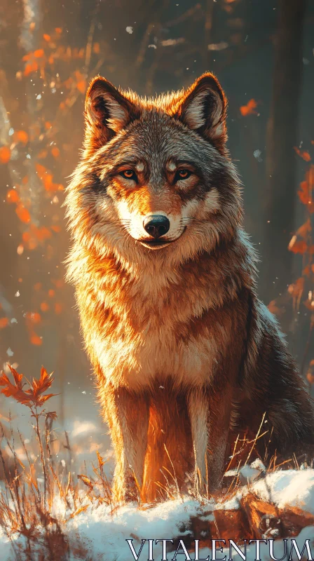 AI ART Majestic Winter Wolf