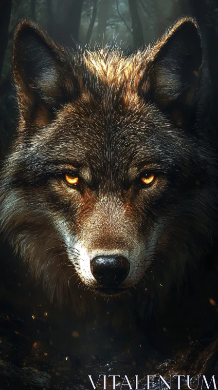 AI ART Enigmatic Wolf Portrait