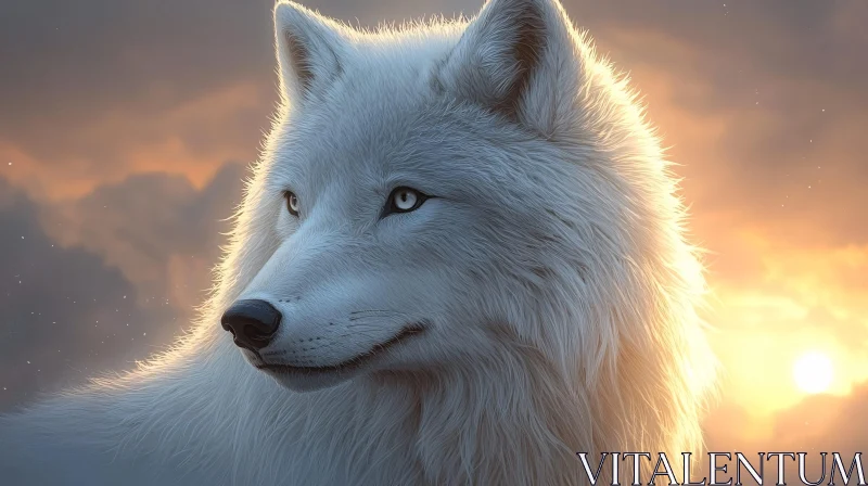 Serene White Wolf AI Image