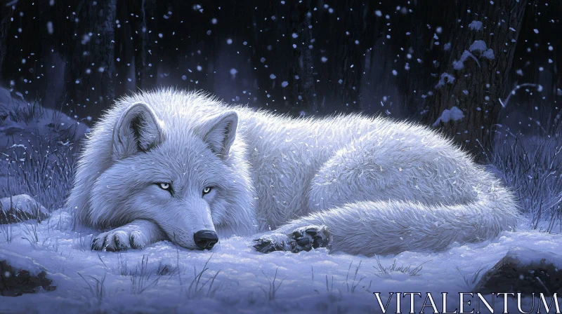 AI ART Serene Wolf in Winter Wonderland