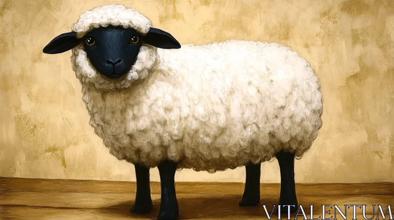 AI ART Artistic Sheep with Fluffy Coat