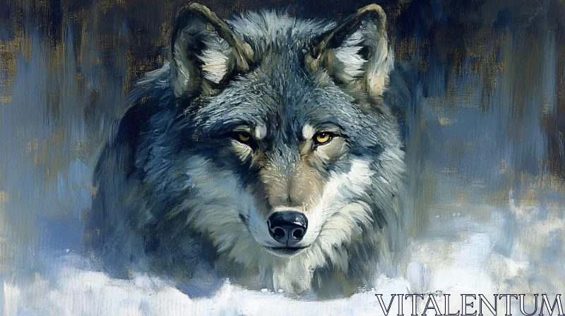 AI ART Wolf Art in Snowy Setting