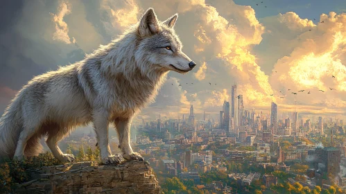 Wolf and City Skyline Harmony