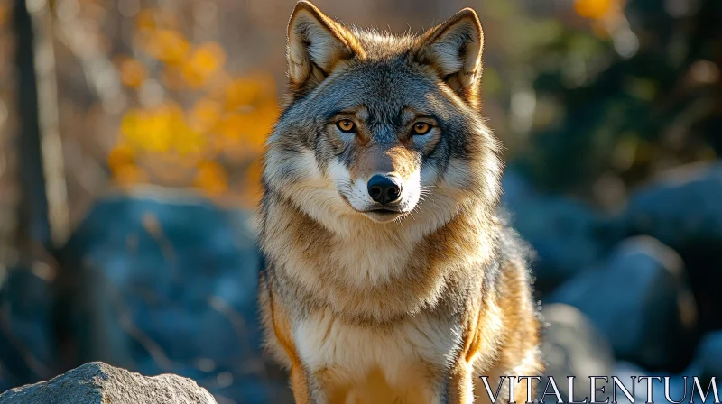Wild Wolf in Forest