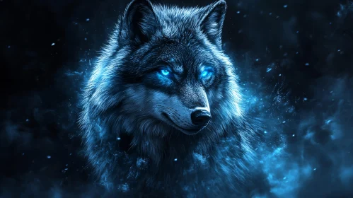 Ethereal Blue-Eyed Wolf Art