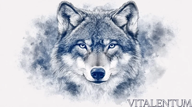 AI ART Majestic Wolf in Blue Tones