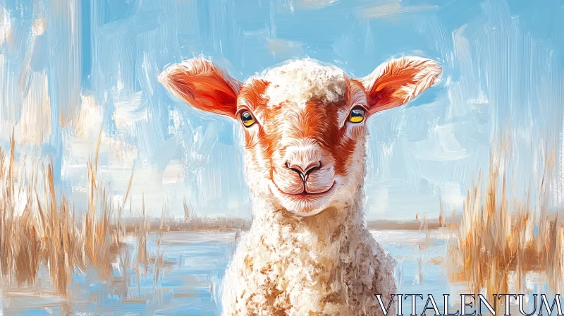 AI ART Serene Sheep in Artistic Landscape