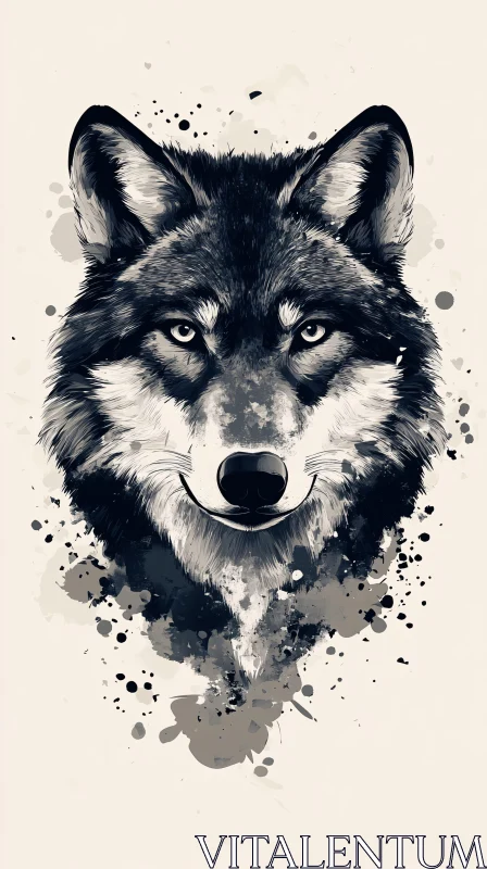 AI ART Wild Wolf Portrait Drawing