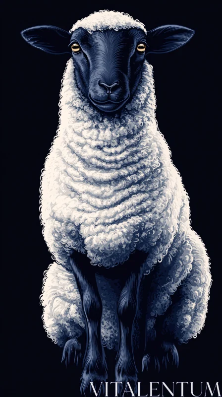 AI ART Sheep Art with Curly Wool