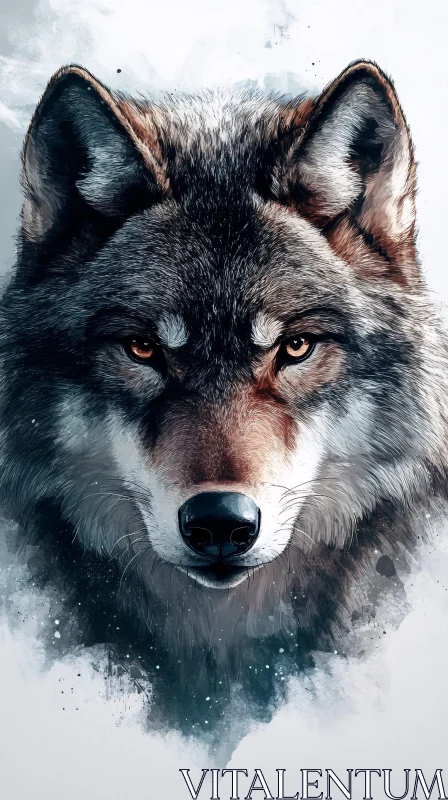 AI ART Artistic Wolf Close-up in Nature