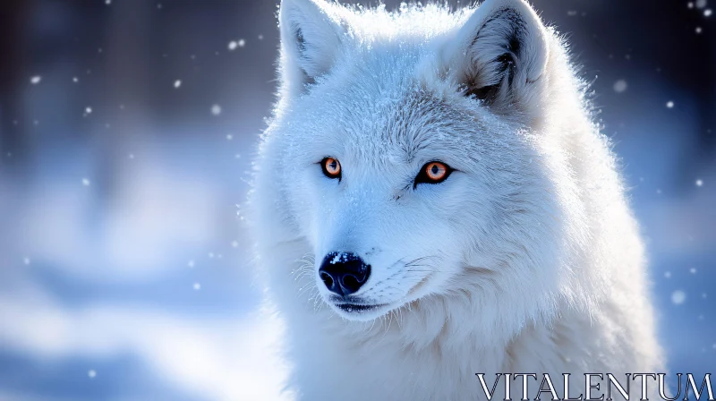 AI ART White Wolf in Winter Scene