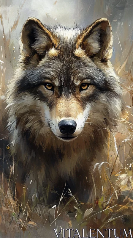 AI ART Wild Wolf Staring Portrait