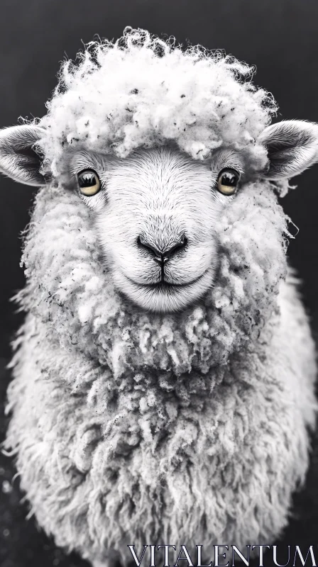 Sheep Close-Up with Woolly Coat AI Image