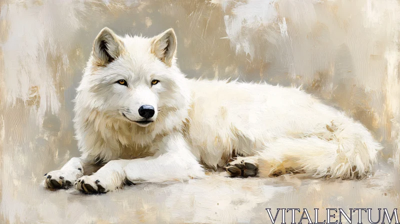 White Wolf in Serene Artwork AI Image