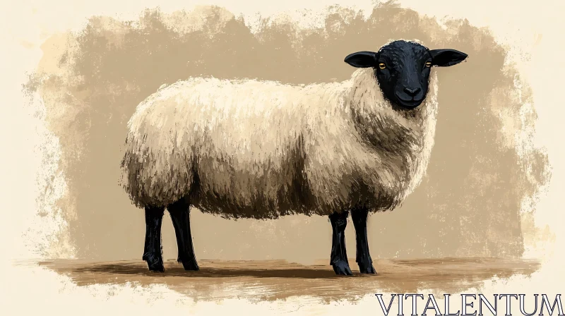 AI ART Woolly Sheep Portrait in Digital Art