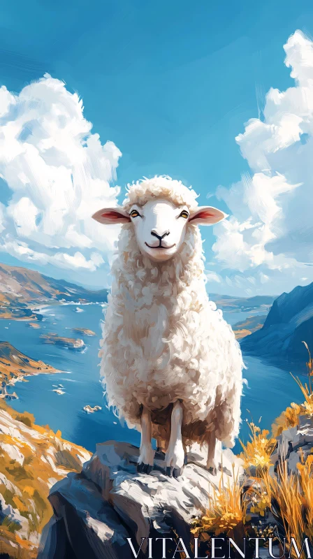 Sheep on a Mountain Ledge